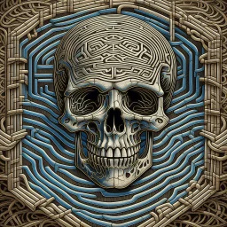 A labyrinth shaping the lines of a skull