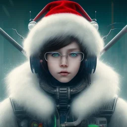 Cyberpunk Portrait of cyborg bird child with brown hair and with cute face, north pole snowy vibe , perfect composition, hyperrealistic, super detailed, 8k, high quality, trending art, trending on artstation, sharp focus, studio photo, intricate details, highly detailed, by greg rutkowski