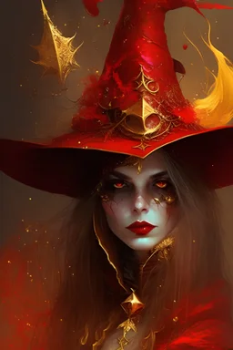 witch fantasy red and gold