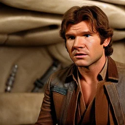 super photorealistic photo of Han Solo in star wars, intricate, headshot, highly detailed, sharp focus, cinematic lighting,