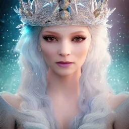 portrait of the most incredible, stunning, beautiful ice queen goddess, intricate crystal ice crown, iridescent gown, 8k resolution, high-quality, fine-detail, elaborate, digital art, detailed matte, volumetric lighting, beautiful, illustration, 3D octane render, brian froud, howard lyon, selina french, anna dittmann, annie stokes, lisa parker, greg rutowski,