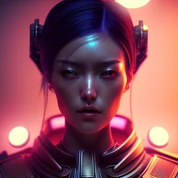 Short hot hair Woman, samurai, cyberpunk, neon, highly detailed, art stations, concept art, smooth, unreal engine 5, god rays, ray tracing, RTX, nanite polygons, lumen lighting, ultra detail, volumetric lighting, 3d, finely drawn, high definition, high resolution, gradient background