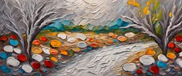 romantic-impressionism expressionist style oil painting,-impressionist impasto acrylic painting, thick layers of silver textured paint,ultra reality,bright colors,8k,thick white paint,silver and white,