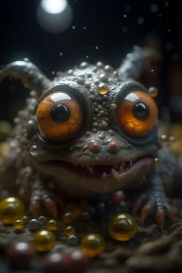 dragon with plane goggles in big pile of slimy bubbles with cute eyes, shot on Hasselblad h6d-400c, zeiss prime lens, bokeh like f/0.8, tilt-shift lens 8k, high detail, smooth render, down-light, unreal engine, prize winning