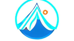 Generate a visually minimalist and memorable logo that embodies the principles of distinctiveness, simplicity, and memorability. Utilize a palette of Dark Blue, Silver Gray, White and Orange. Incorporate elements such as Respiratory Circle and Stylized Ice Mountain. Ensure the logo reflects a holistic, educational, and therapeutic personality, appealing to a diverse audience.