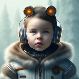 Cyberpunk Portrait of cyborg chipmunk child with brown hair and with cute face, north pole snowy vibe , perfect composition, hyperrealistic, super detailed, 8k, high quality, trending art, trending on artstation, sharp focus, studio photo, intricate details, highly detailed, by greg rutkowski