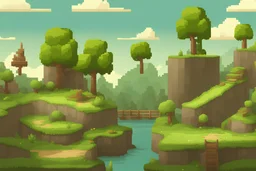 full size panorama level landscape for pixel 2d platformer with grass, ground, trees etc