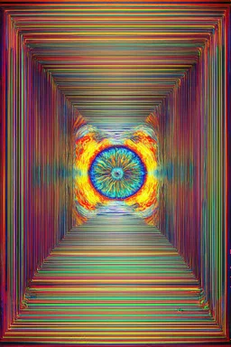 portal of materialization; surrealistic optical art; vivid palette