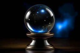 A glass sphere with the galaxy inside in a magic trophy