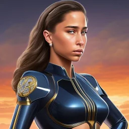 Abella Danger, star wars black bikini uniform Empire officer, movie poster, heroic gaze windswept hair, wide angle lens, full torso, intricate, detailed, hand-painted, realistic, perspective from below