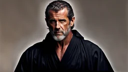 Mel Gibson as black robed monk