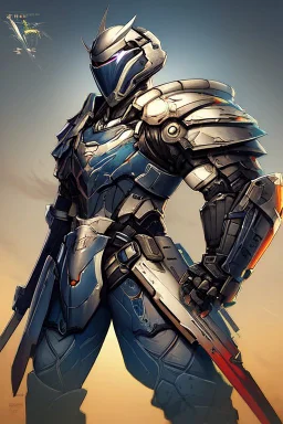 Fully armored cyberpunk samurai, photorealistic