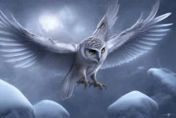 snow winged OWL lightning RAVEN