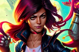 Kamala Khan Aka Marvel-Punk, Punk Rock Style Fashion Take On Her Costume, Punk Rock Hair Style, Heroic Rebellious Vibes, Concept Art, By Sean Gordon Murphy