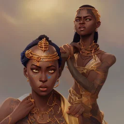 Africa goddess Oshun in the style of stefan kostic, realistic, full body, sharp focus, 8k high definition, insanely detailed, intricate, elegant, art by stanley lau and artgerm