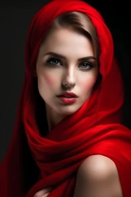 Perempuan cantik berjilbab dres warna merah