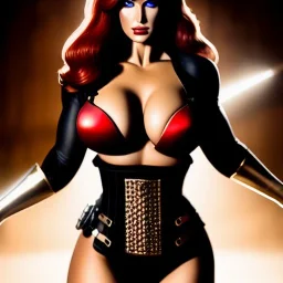 Ultra detailed fullbody Portrait in oil on canvas of busty Red Sonja wearing minimal skintight suit,intense stare,wearing tight corset,extremely detailed digital painting, extremely detailed face,crystal clear Big eyes,perfect iris, mystical colors ,perfectly centered image,cinematic composition,rim light, beautiful lighting,masterpiece,16k, stunning scene,raytracing,fit full head inside picture, in the style of robert e howard and Ken Kelley and Ohrai Noriyoshi and Simon Bisley