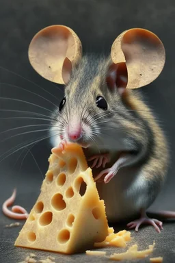 fee of a mouse eating cheese