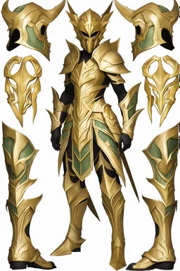 Fullbody photography facing front powerful biomechanical Guardian ranger mask of the forest of the Eladrin wearing armor ornaments in an enchanted golden high, high details