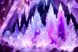 crystal cavern, ametyst, quartz, lights, diamonds, pastel colors, vivid hue, 4k, ultra details