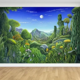 landscape mural of a different world of plants