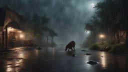 Hyper Realistic No-Theme Thursday very-heavy-rainy-night with prehistoric-cinematic-ambiance