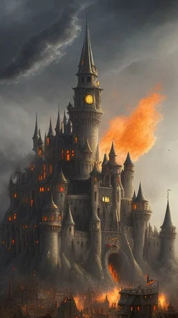 Instead of the pleasant, welcoming town you expected, you see columns of black smoke rising from burning medieval building, running figures, and a dark, winged shape wheeling low over the keep that rises above the center of the town.