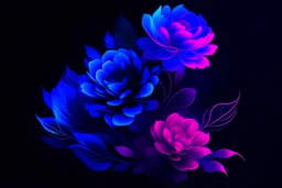 Florescente and vibrant three sheets, Dark background, violet blue and magenta
