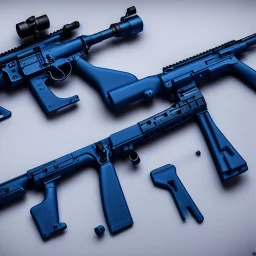 Modern rifle, blueprint, hyper realistic, photography, rays, amazing lighting