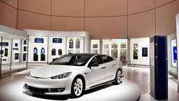 A Tesla's 'Model S Plaid' is parked, at inside the 'National Air and Space Museum', in Washington, D.C. CINEMATIC. WIDE ANGLE LENS.