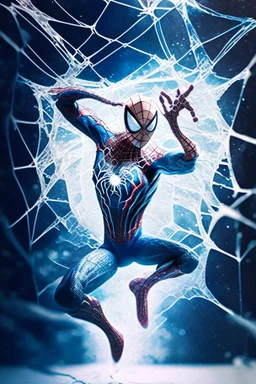 spiderman throwing spiderweb from his movie poster 3d effect, frozen in time, mesmerizing pose, 3d effect, Ethereal atmosphere, transcending boundaries, immersive experience, cinematic world, Captivating, Intricate design, propelling spiderweb, animated artistry