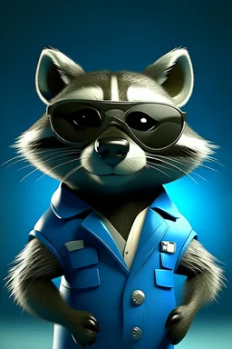 raccoon as a special agent with sunglasses