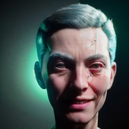 Ultra Realistic portrait, retro futuristic style. smile, happy. highly detailed, concept art, unreal engine 5, ray tracing, RTX, lumen lighting, ultra detail, volumetric lighting, 3d, finely drawn, high definition, high resolution.