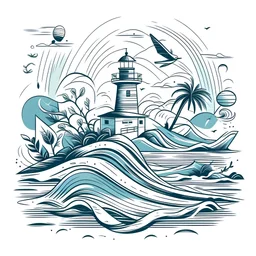 Vector illustration, Minimalistic, Digital illustration, a Little [design with a white background saying in the style of Coastal Vibes. a white background]Print for t-T-shirt HaHand-drawn vector illustration, T-shirt design, Dramatic Lighting, Trending on Artstation, Award-winning, Icon, Highly detailed