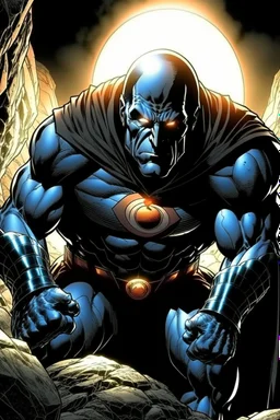 darkseid with diamond ring, inside Batman's cave