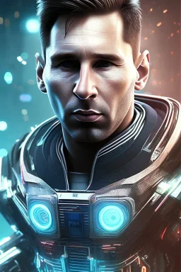 lionel Messi face style cyberpunk