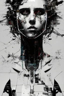 Danish singer MØ face,Abstract Yoji Shinkawa,cyberpunk,