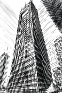 I want you to draw a realistic picture of a skyscraper that you created