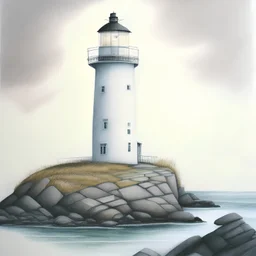 A pastel pencil drawing of Lista Lighthouse in Norway