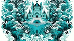 screen print, relaxation, luxury, dream world, calm beauty, symmetry, fantasy world, magic, beautiful composition, exquisite detail