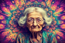 very old woman psychedelic image