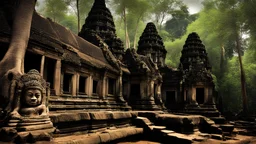 храмы камбоджи в джунглях пальмы скалы водопады лианы пейзаж