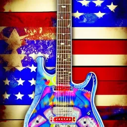 PEACE electric guitar PEACE psychedelic hippie trippy acid LSD PEACE GUITAR peacesign AMERICAN FLAG SUNGLASSES