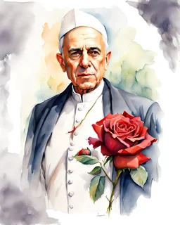 watercolor painting of javaharlal nehru with red rose in chest, in white background , pencil sketch, Drawing, Inspired by the works of Daniel F. Gerhartz, with a fine art aesthetic and a highly detailed, realistic style