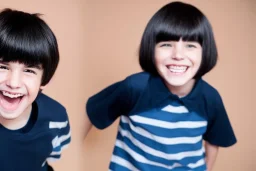 Photo of a dumb boy with a Huge grin and Bowl cut black hair