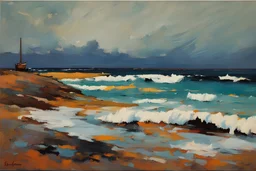 Euan Uglow-John Lowrie Morrison oil painting tufting tapestry stormy sea shores