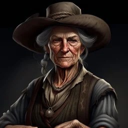 wild west retired lady farmer grimdark realistic