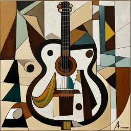 picasso gitaar bruin cubisme vierkant