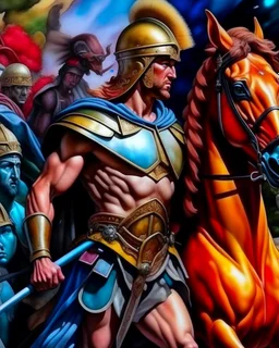 Achilles in the Trojan War, watercolor, ultra quality, hyper detailed, maximalist artwork, 8k