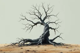 Concept art of an alien dead tree, no background